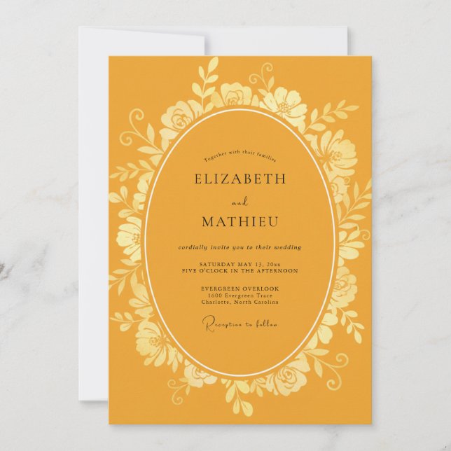Mustard Foliage Soft Eucalyptus Wedding Invitation (Front)