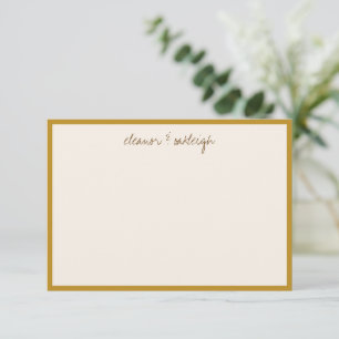 Mustard Gold Border Handwritten Script Stationery Thank You Card