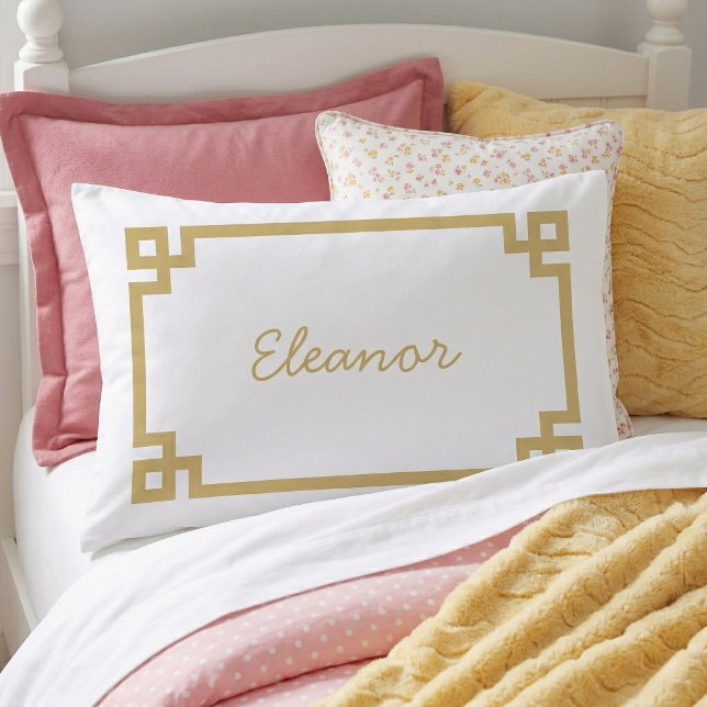 Mustard Greek Key Monogram Standard Pillow Case (Creator Uploaded)