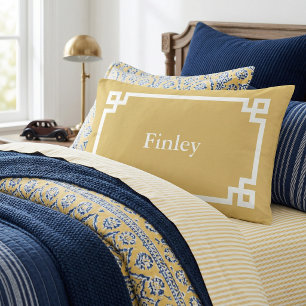 Mustard Greek Key Monogram Standard Pillow Case