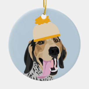 Mustard Hat Coonhound Ornament