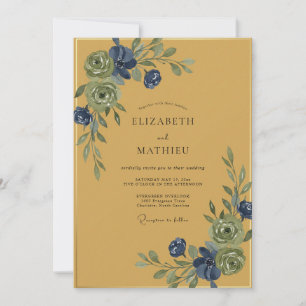 Mustard Indigo Vine Wedding Invitation