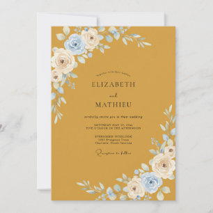 Mustard Ivory Petal Wedding Invitation