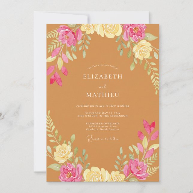 Mustard Joyful Fall Wedding Invitation (Front)
