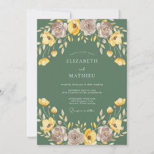 Mustard Lavender Painted Wedding Invitation