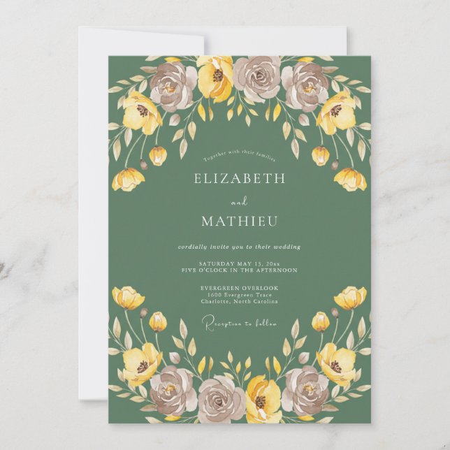 Mustard Lavender Painted Wedding Invitation (Front)