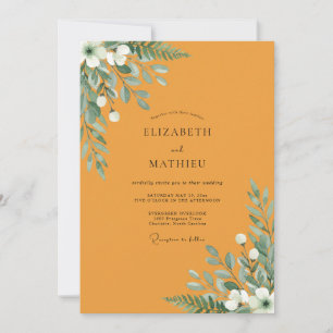 Mustard Leafy Wedding Invitation