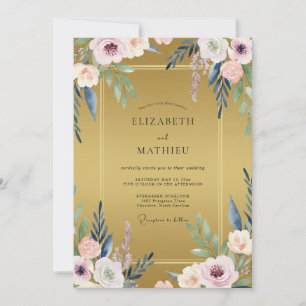 Mustard Mauve Leaf Wedding Invitation