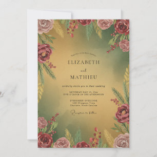 Mustard Mauve Wildflower Wedding Invitation