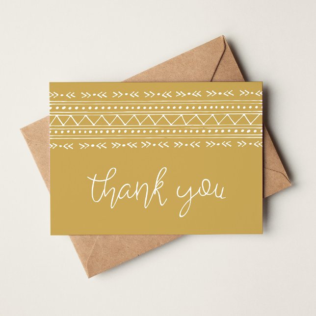 Mustard Modern Boho Thank You Note Card (Creator Uploaded)
