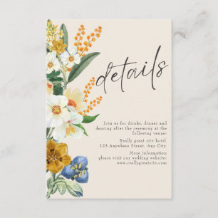 Mustard neutral Spring Garden Wildflowers wedding Enclosure Card