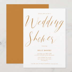 Mustard Ochre Script Gender Neutral Wedding Shower Invitation