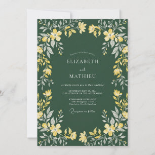 Mustard Olive Jasmine Eucalyptus Wedding Invitation