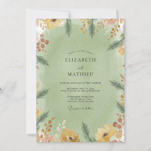 Mustard Olive Leafy Wedding Invitation