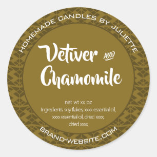 Mustard Olive Soy Candles Packaging Aztec Pattern Classic Round Sticker