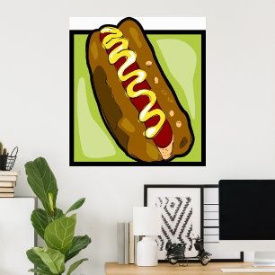 Mustard On A Hotdog Poster