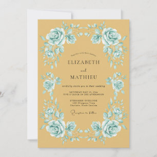 Mustard Ornate Vintage Wedding Invitation