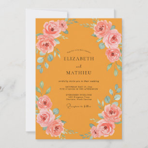 Mustard Painted Bloom Wedding Invitation