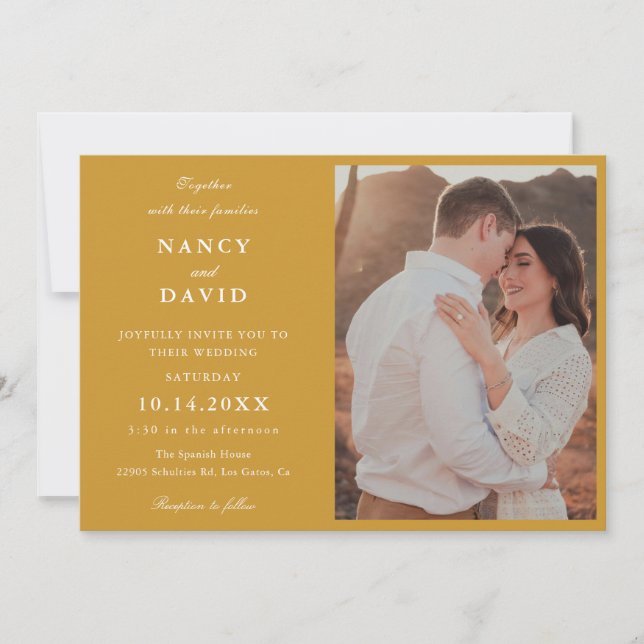 Mustard Photo Wedding  Invitation (Front)