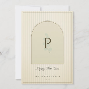 Mustard Pine Arch Greenery 1 Photo Christmas Card