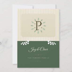 Mustard Pine Greenery Photo 1 Photo Christmas Card