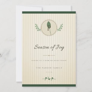 Mustard Pine Laurel Monogram Christmas Card