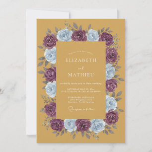 Mustard Plum Floral Flourish Wedding Invitation