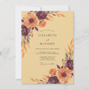 Mustard Plum Painted Wedding Invitation