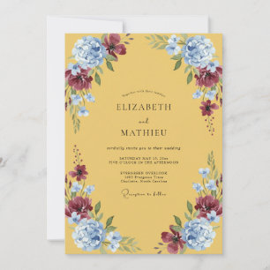 Mustard Plum Petal Wedding Invitation