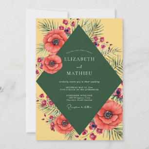 Mustard Poppy Palm Wedding Invitation