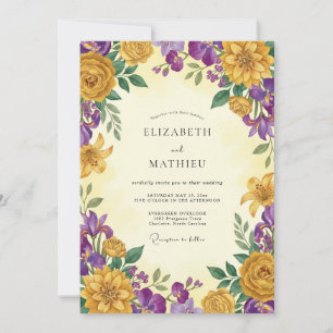 Mustard Purple Wildflower Wedding Invitation