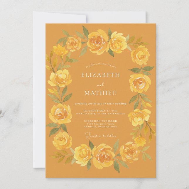 Mustard Radiant Floral Wedding Invitation (Front)