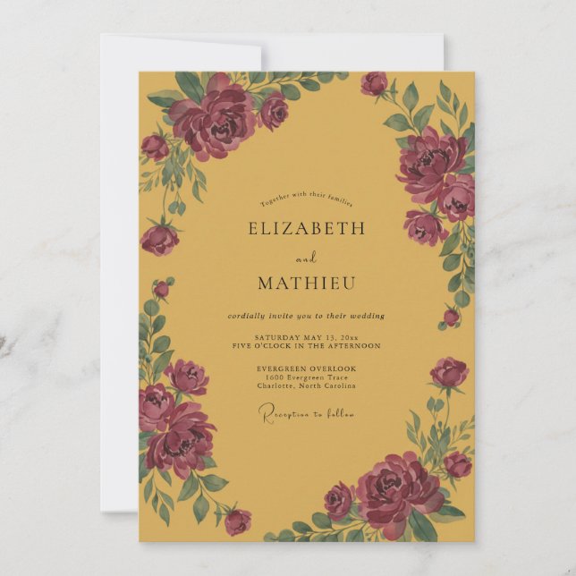 Mustard Rich Vintage Wedding Invitation (Front)