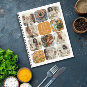 Mustard Round Corners Photo Collage Family Recipes Notebook
