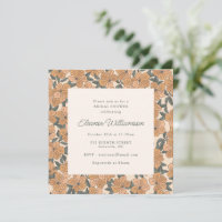 Mustard Sage Floral Pattern Bridal Shower Square