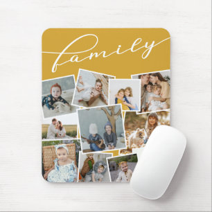 Mustard Scattered Photos Photo Collage Family Mouse Pad