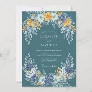 Mustard Slate Vine Wedding Invitation