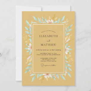 Mustard Soft Floral Romance Wedding Invitation