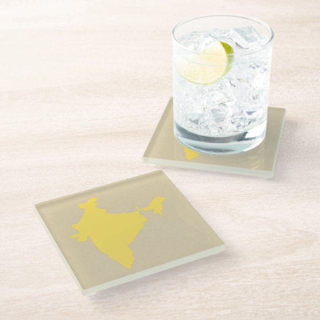 Mustard Spice Moods India Glass Coaster (Angled)