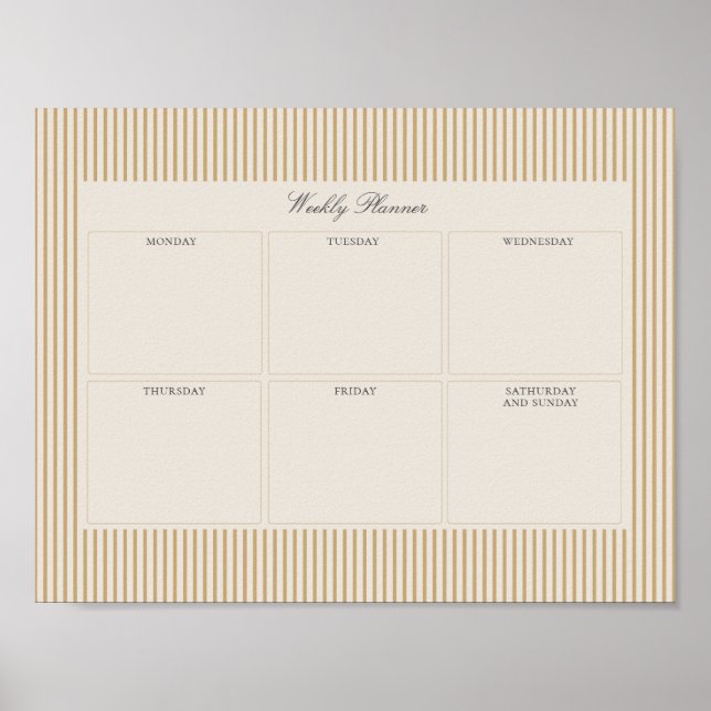 Mustard Striped weekly plannner printable Poster (Front)