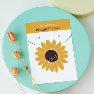 Mustard Sunflower Necklace Jewellery Display Card