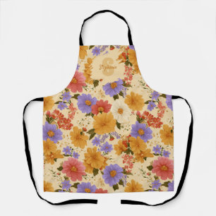 Mustard Terracotta Blue Wildflower Apron