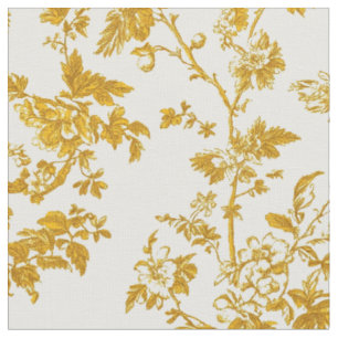 Mustard Toile Floral Vines Fabric