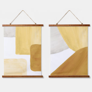 Mustard tone abstract hanging tapestry