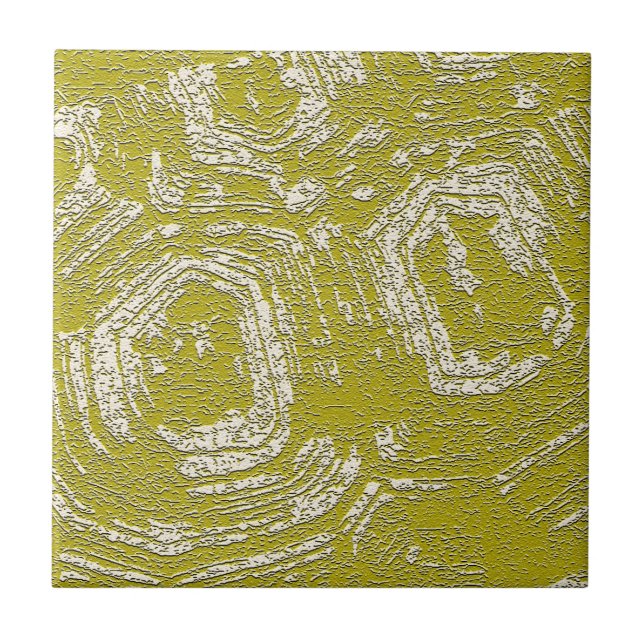 Mustard Tortoise Shell abstract print by LeahG Tile (Front)