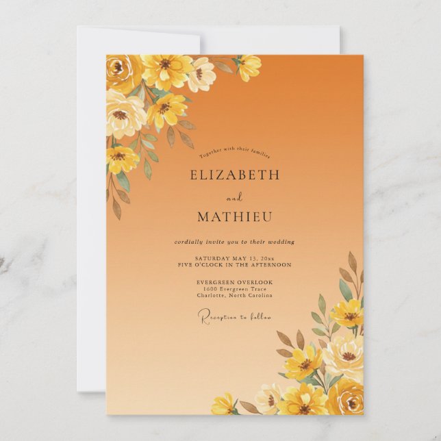 Mustard Vibrant Autumnal Wedding Invitation (Front)