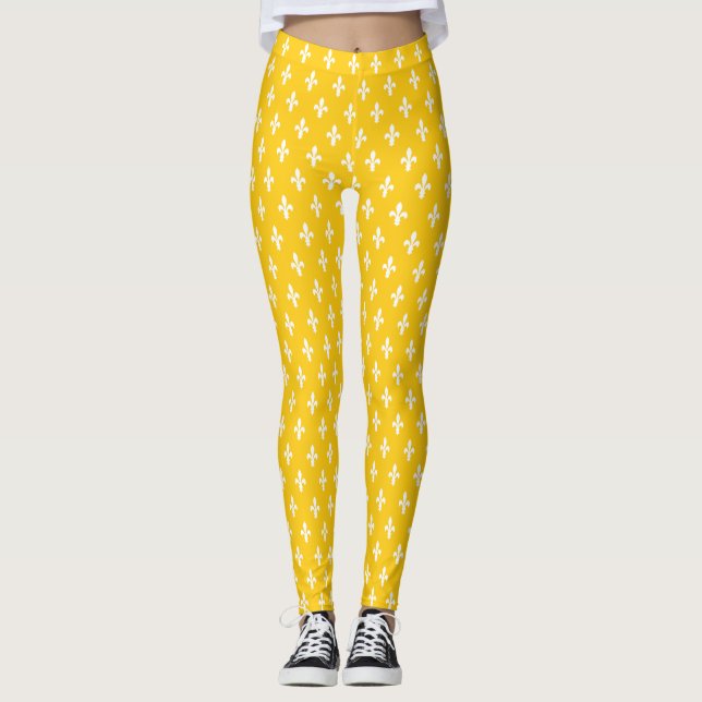 Mustard Victorian Fleur de Lys Leggings (Front)