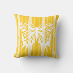Mustard Victorian Stripe with Butterfly Cushion