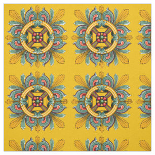 Mustard Victorian Tile Design Fabric