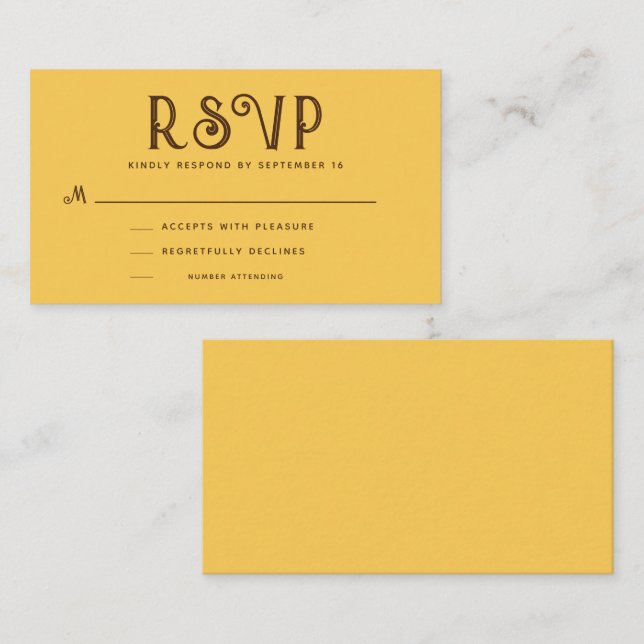 Mustard Vintage Boho RSVP Enclosure Card (Front/Back)